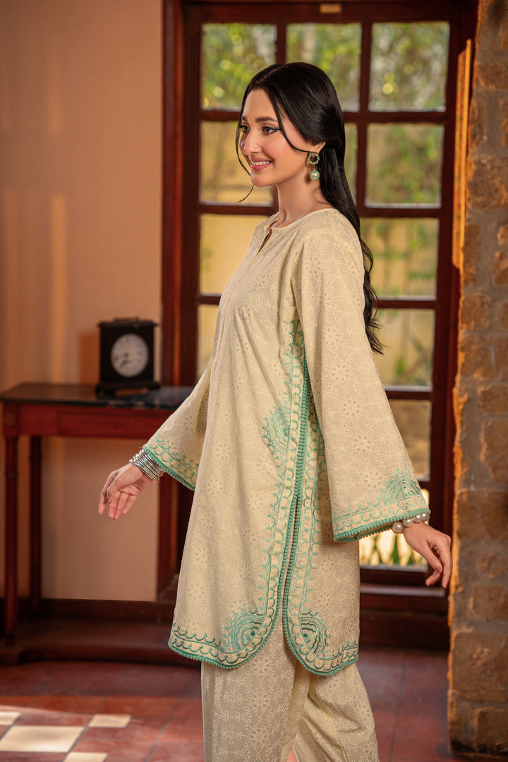 Shanza Rafia 2 Lime Yellow Embroidered 2-Piece Suit – Shanza Yousafzai