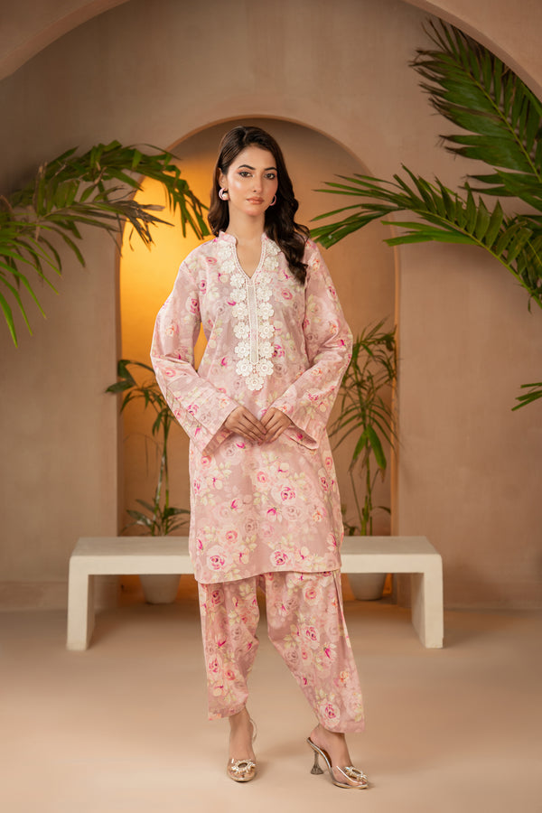 Pink Floral 2 Piece Suit