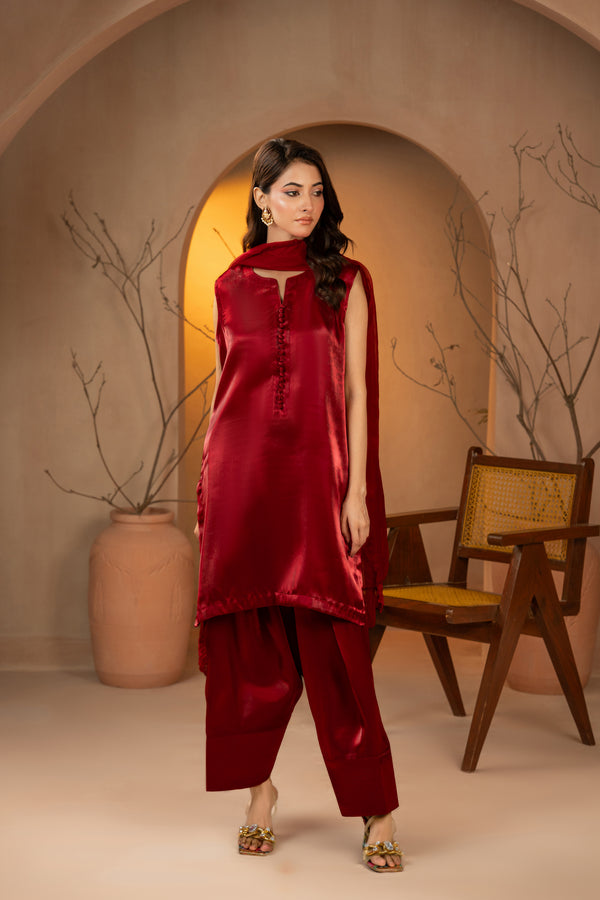 Crimson Allure 3-Piece Suit